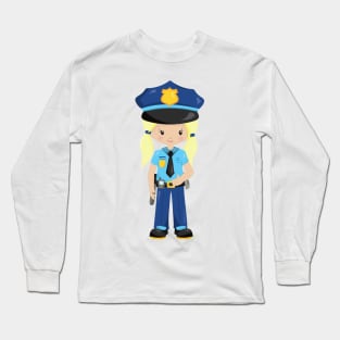 Police Girl, Police Officer, Cop, Blonde Hair Long Sleeve T-Shirt